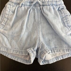 Baby Girl Chambray Shorts with Drawstring